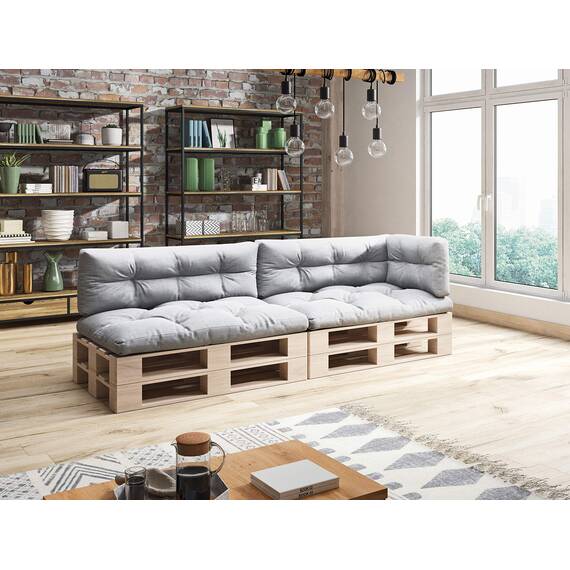 sunnypillow Palettenkissen für Palettenmöbel - 5er Set - Palettenauflage 120 x 80 für Palettensofa - Palettenpolster für Garten, Gesteppte Kissen für Europaletten - Sitzkissen & Rückenkissen Grau