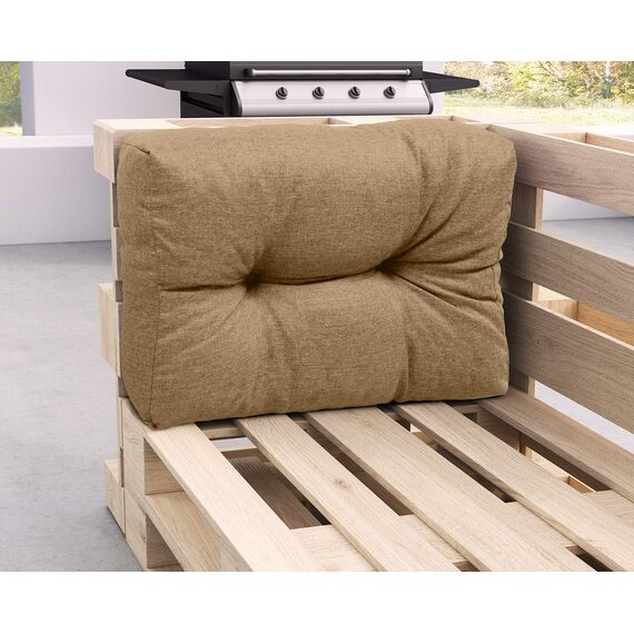 sunnypillow Palettenkissen für Gartenmöbel - Rückenkissen 60 x 40 cm - Rückenpolster für Bett und Sofa - Palettenpolster für Palettenmöbel - Gesteppte Gartenkissen - Rückenlehne, Seitenkissen Beige