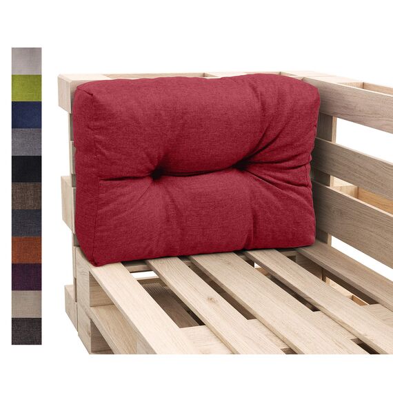 sunnypillow Palettenkissen für Gartenmöbel - Rückenkissen 60 x 40 cm - Rückenpolster für Bett und Sofa - Palettenpolster für Palettenmöbel - Gesteppte Gartenkissen - Rückenlehne, Seitenkissen Rot