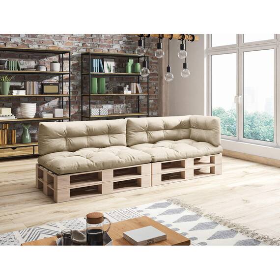 sunnypillow Palettenkissen für Palettenmöbel - 5er Set - Palettenauflage für Palettensofa - Palettenpolster für Garten, Gesteppte Kissen für Europaletten - Sitzkissen & Rückenkissen Cremefarben