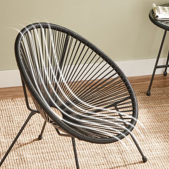 SONGMICS Balkonmöbel, Gartenmöbel-Set, 3er Set, Sitzgruppe, Terrassenmöbel, Tischoberfläche aus Glas, 2 Stühle, Innen- und Außenbereich, für Terrasse, Garten, Balkon, im Freien, schwarz GGF013B02