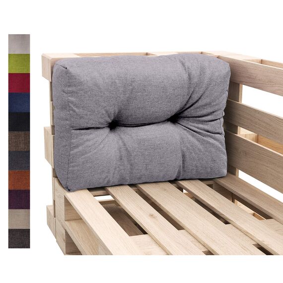 sunnypillow Palettenkissen für Gartenmöbel - Rückenkissen 65 x 40 cm - Rückenpolster für Bett und Sofa - Palettenpolster für Palettenmöbel - Gesteppte Gartenkissen - Rückenlehne, Seitenkissen Grau