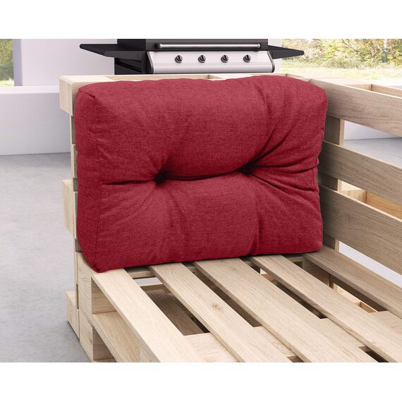 sunnypillow Palettenkissen für Gartenmöbel - Rückenkissen 60 x 40 cm - Rückenpolster für Bett und Sofa - Palettenpolster für Palettenmöbel - Gesteppte Gartenkissen - Rückenlehne, Seitenkissen Rot