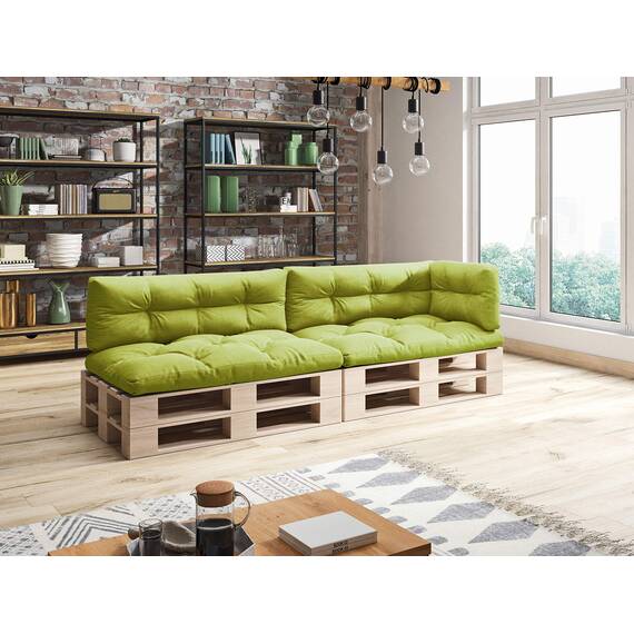 sunnypillow Palettenkissen für Palettenmöbel - 5er Set - Palettenauflage 120 x 80 für Palettensofa - Palettenpolster für Garten, Gesteppte Kissen für Europaletten - Sitzkissen & Rückenkissen Grün