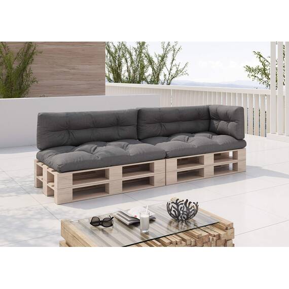 sunnypillow Palettenkissen für Palettenmöbel - 5er Set - Palettenauflage 120 x 80 für Palettensofa - Palettenpolster für Garten, Gesteppte Kissen für Europaletten - Sitzkissen & Rückenkissen Anthrazit