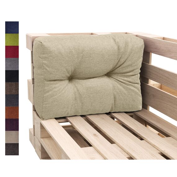 sunnypillow Palettenkissen für Gartenmöbel - Rückenkissen 60 x 40 cm - Rückenpolster für Bett und Sofa - Palettenpolster für Palettenmöbel - Gesteppte Gartenkissen - Rückenlehne, Kissen Cremefarben