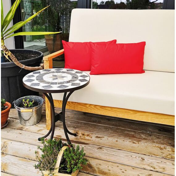 JACK Outdoor Lounge Kissen 30x50cm Dekokissen inkl. Füllung Wasserfest Sitzkissen Garten Stuhl Lotus Effekt, Farbe:Rot