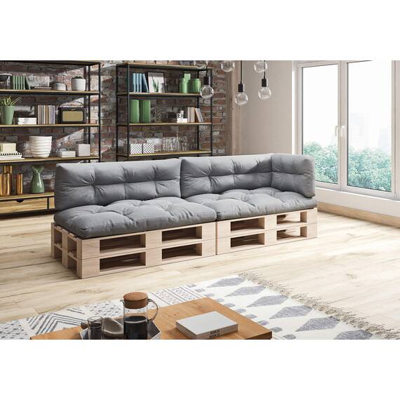 sunnypillow Palettenkissen für Palettenmöbel - 5er Set - Palettenauflage 120 x 80 für Palettensofa - Palettenpolster für Garten, Gesteppte Kissen für Europaletten - Sitzkissen & Rückenkissen Anthrazit