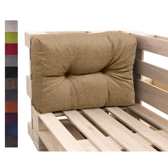 sunnypillow Palettenkissen für Gartenmöbel - Rückenkissen 65 x 40 cm - Rückenpolster für Bett und Sofa - Palettenpolster für Palettenmöbel - Gesteppte Gartenkissen - Rückenlehne, Seitenkissen Beige