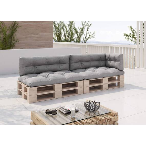 sunnypillow Palettenkissen für Palettenmöbel - 5er Set - Palettenauflage 120 x 80 für Palettensofa - Palettenpolster für Garten, Gesteppte Kissen für Europaletten - Sitzkissen & Rückenkissen Grau