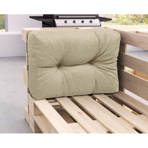 sunnypillow Palettenkissen für Gartenmöbel - Rückenkissen 60 x 40 cm - Rückenpolster für Bett und Sofa - Palettenpolster für Palettenmöbel - Gesteppte Gartenkissen - Rückenlehne, Kissen Cremefarben