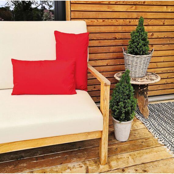 JACK Outdoor Lounge Kissen 30x50cm Dekokissen inkl. Füllung Wasserfest Sitzkissen Garten Stuhl Lotus Effekt, Farbe:Rot