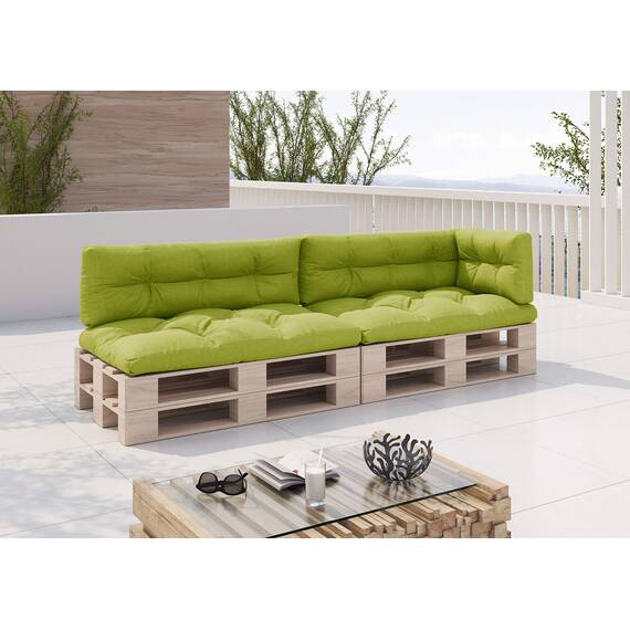 sunnypillow Palettenkissen für Palettenmöbel - 5er Set - Palettenauflage 120 x 80 für Palettensofa - Palettenpolster für Garten, Gesteppte Kissen für Europaletten - Sitzkissen & Rückenkissen Grün