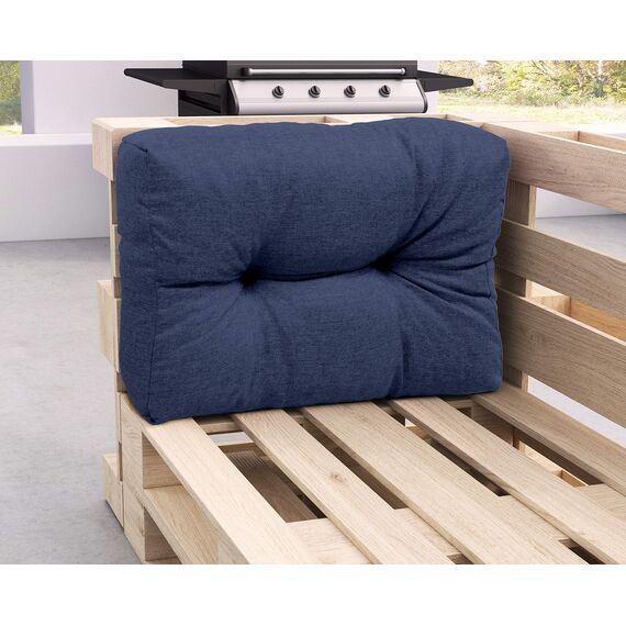 sunnypillow Palettenkissen für Gartenmöbel - Rückenkissen 65 x 40 cm - Rückenpolster für Bett und Sofa - Palettenpolster für Palettenmöbel - Gesteppte Gartenkissen - Rückenlehne, Seitenkissen Blau