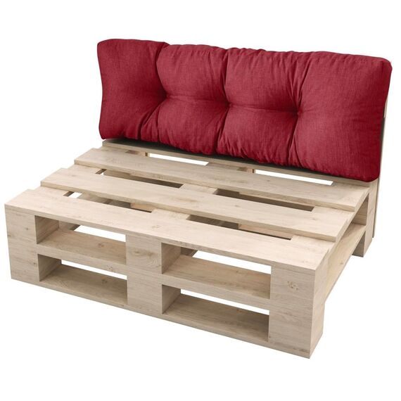 sunnypillow Palettenkissen für Gartenmöbel - Rückenkissen 120 x 40 cm - Rückenpolster für Bett und Sofa - Palettenpolster für Palettenmöbel - Gesteppte Gartenkissen - Rückenlehne, Kissen Rot