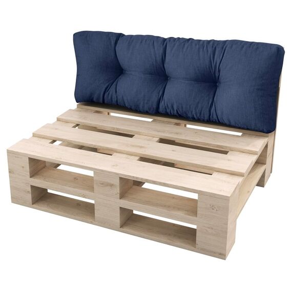 sunnypillow Palettenkissen für Gartenmöbel - Rückenkissen 120 x 50 cm - Rückenpolster für Bett und Sofa - Palettenpolster für Palettenmöbel - Gesteppte Gartenkissen - Rückenlehne, Kissen Blau