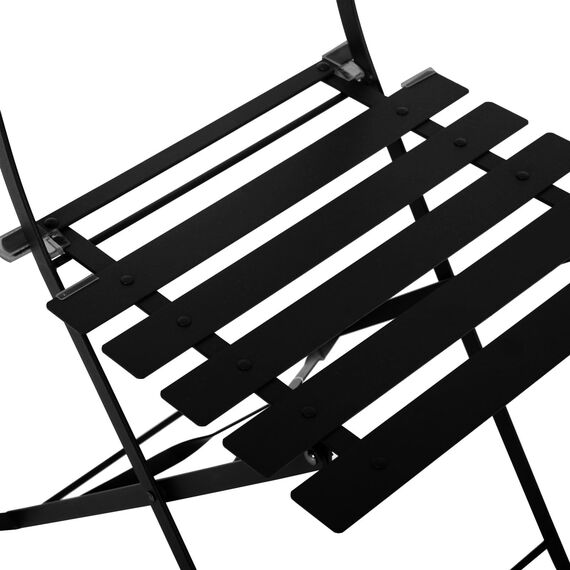 SVITA Bistro-Set 3-teilig Gartenset Garnitur Metall-Möbel Stuhl Tisch Klapp-Möbel Balkon-Set Schwarz