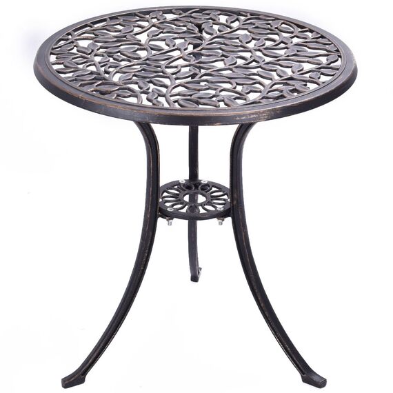 COSTWAY Bistroset 3-teilig, Bistrotisch mit 2 Stühle, Gartenmöbel Set, Balkonmöbel aus Aluminiumguss, Balkonset, Gartengarnitur, Sitzgruppe für Garten, Terrasse, Balkon