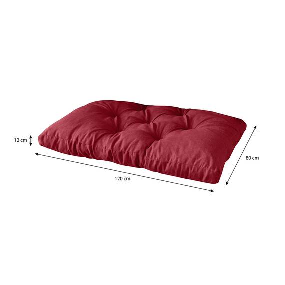 sunnypillow Palettenkissen für Gartenmöbel - Sitzkissen 120 x 80 cm - Palettenauflage für Palettensofa - Palettenpolster, Sitzpolster für Palettenmöbel - Gesteppte Gartenkissen - Kissen Rot