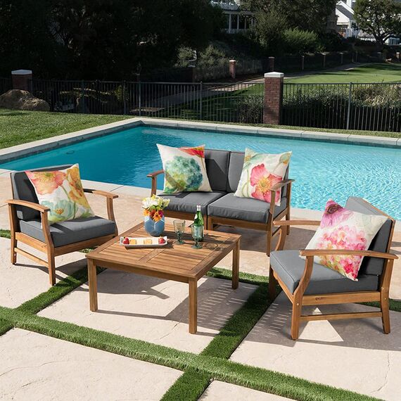 Artscope wasserdichte Kissenbezugen, 4er Set Kissenhülle Atmungsaktiv Kissen Fall für Outdoor Balkon Terrasse Patio Garten Bauernhaus Dekor 45x45CM (Hortensie und Lotus)