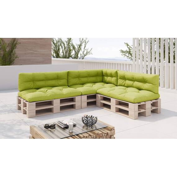sunnypillow Palettenkissen für Palettenmöbel - 7er Set - Palettenauflage 120 x 80 für Palettensofa - Palettenpolster für Garten, Gesteppte Kissen für Europaletten - Sitzkissen & Rückenkissen Grün