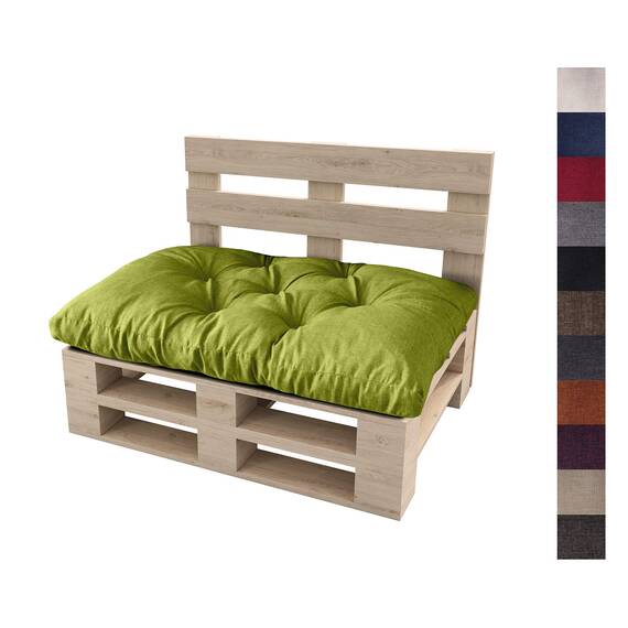 sunnypillow Palettenkissen für Gartenmöbel - Sitzkissen 120 x 80 cm - Palettenauflage für Palettensofa - Palettenpolster, Sitzpolster für Palettenmöbel - Gesteppte Gartenkissen - Kissen Grün