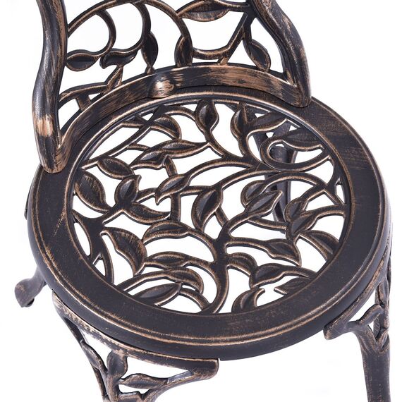 COSTWAY Bistroset 3-teilig, Bistrotisch mit 2 Stühle, Gartenmöbel Set, Balkonmöbel aus Aluminiumguss, Balkonset, Gartengarnitur, Sitzgruppe für Garten, Terrasse, Balkon