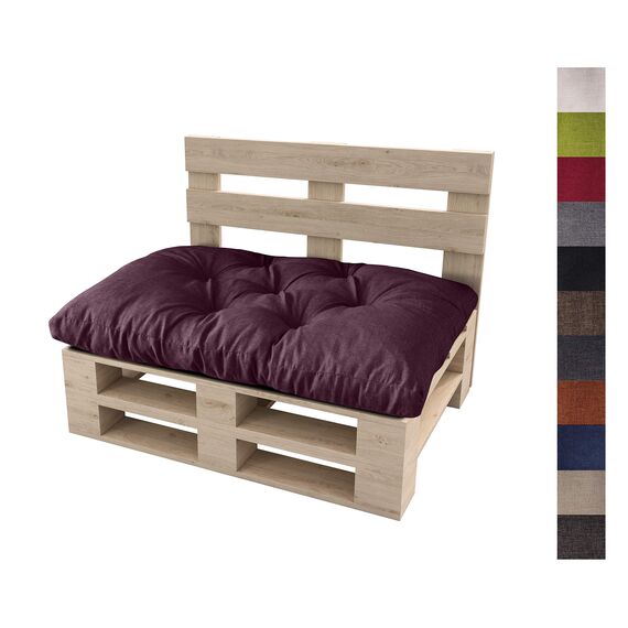 sunnypillow Palettenkissen für Gartenmöbel - Sitzkissen 120 x 50 cm - Palettenauflage für Palettensofa - Palettenpolster, Sitzpolster für Palettenmöbel - Gesteppte Gartenkissen - Kissen Violett