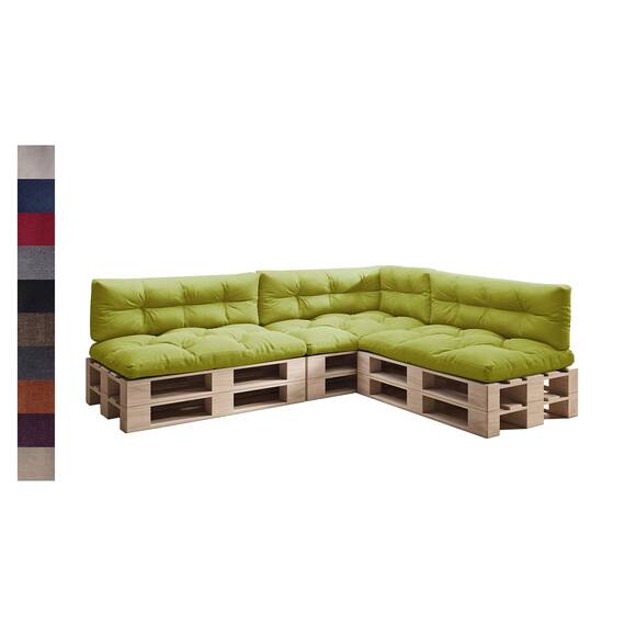 sunnypillow Palettenkissen für Palettenmöbel - 7er Set - Palettenauflage 120 x 80 für Palettensofa - Palettenpolster für Garten, Gesteppte Kissen für Europaletten - Sitzkissen & Rückenkissen Grün