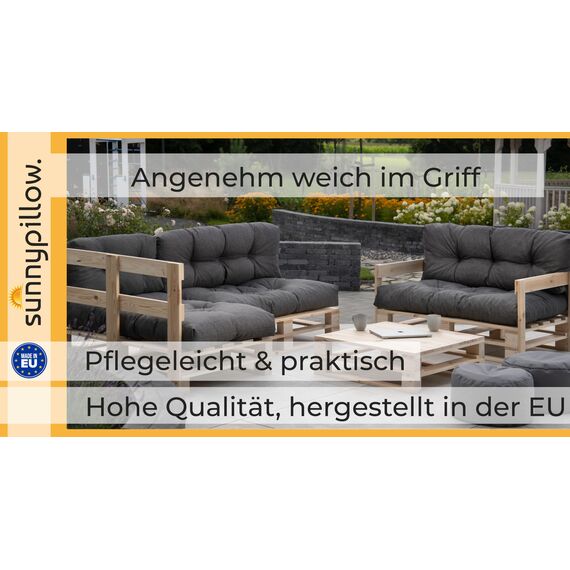 sunnypillow Palettenkissen für Gartenmöbel - Sitzkissen 120 x 50 cm - Palettenauflage für Palettensofa - Palettenpolster, Sitzpolster für Palettenmöbel - Gesteppte Gartenkissen - Kissen Violett