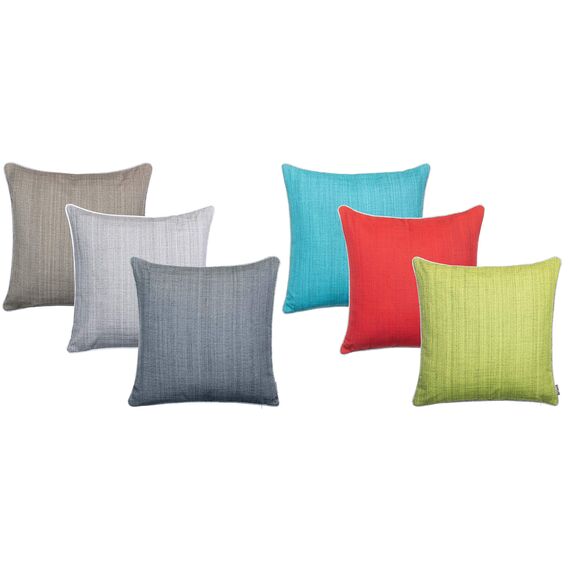 Brandsseller 4er Set Outdoor Kissen 45x45 cm – Wetterfeste Zierkissen mit Paspel in Leinenoptik – Wasserabweisende Gartenkissen & Dekokissen für draußen – Sofakissen für Balkon & Terrasse - Grau