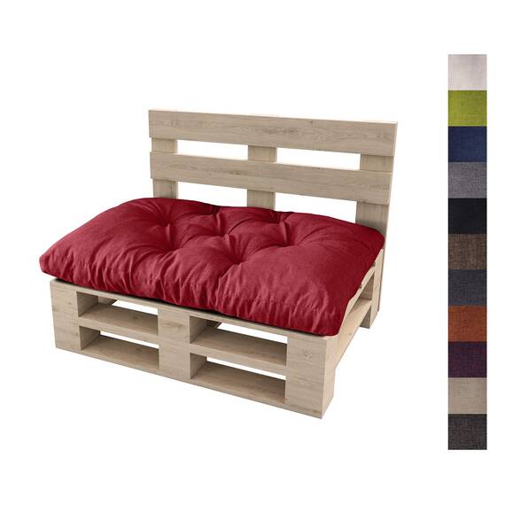 sunnypillow Palettenkissen für Gartenmöbel - Sitzkissen 120 x 80 cm - Palettenauflage für Palettensofa - Palettenpolster, Sitzpolster für Palettenmöbel - Gesteppte Gartenkissen - Kissen Rot