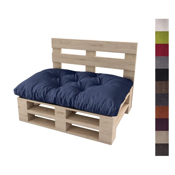 sunnypillow Palettenkissen für Gartenmöbel - Sitzkissen 120 x 50 cm - Palettenauflage für Palettensofa - Palettenpolster, Sitzpolster für Palettenmöbel - Gesteppte Gartenkissen - Kissen Blau