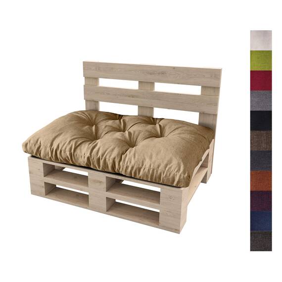 sunnypillow Palettenkissen für Gartenmöbel - Sitzkissen 120 x 80 cm - Palettenauflage für Palettensofa - Palettenpolster, Sitzpolster für Palettenmöbel - Gesteppte Gartenkissen - Kissen Beige