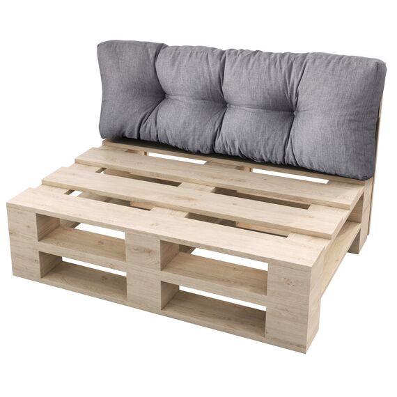 sunnypillow Palettenkissen für Gartenmöbel - Rückenkissen 120 x 50 cm - Rückenpolster für Bett und Sofa - Palettenpolster für Palettenmöbel - Gesteppte Gartenkissen - Rückenlehne, Kissen Grau