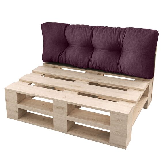 sunnypillow Palettenkissen für Gartenmöbel - Rückenkissen 120 x 50 cm - Rückenpolster für Bett und Sofa - Palettenpolster für Palettenmöbel - Gesteppte Gartenkissen - Rückenlehne, Kissen Violett