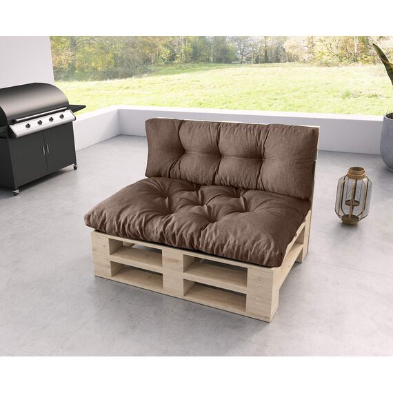 sunnypillow Palettenkissen für Gartenmöbel - Rückenkissen 120 x 40 cm - Rückenpolster für Bett und Sofa - Palettenpolster für Palettenmöbel - Gesteppte Gartenkissen - Rückenlehne, Kissen Braun