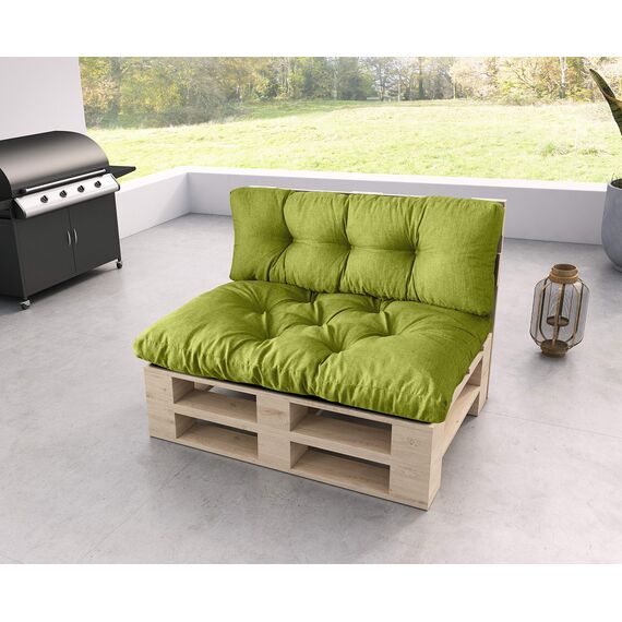 sunnypillow Palettenkissen für Gartenmöbel - Rückenkissen 120 x 40 cm - Rückenpolster für Bett und Sofa - Palettenpolster für Palettenmöbel - Gesteppte Gartenkissen - Rückenlehne, Kissen Grün
