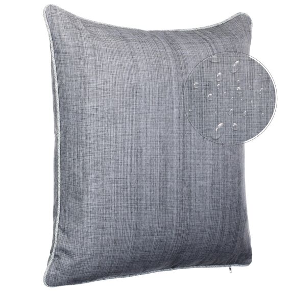 Brandsseller 4er Set Outdoor Kissen 45x45 cm – Wetterfeste Zierkissen mit Paspel in Leinenoptik – Wasserabweisende Gartenkissen & Dekokissen für draußen – Sofakissen für Balkon & Terrasse - Grau