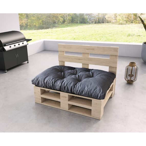 sunnypillow Palettenkissen für Gartenmöbel - Sitzkissen 120 x 50 cm - Palettenauflage für Palettensofa - Palettenpolster, Sitzpolster für Palettenmöbel - Gesteppte Gartenkissen - Kissen Anthrazit