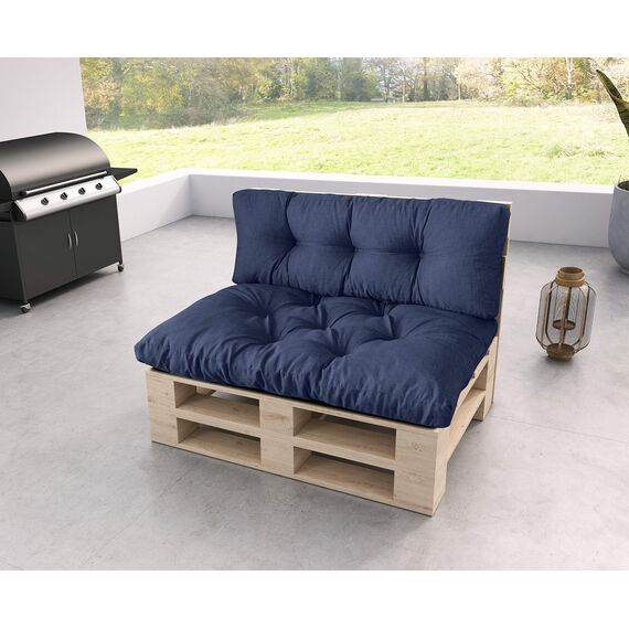 sunnypillow Palettenkissen für Gartenmöbel - Rückenkissen 120 x 50 cm - Rückenpolster für Bett und Sofa - Palettenpolster für Palettenmöbel - Gesteppte Gartenkissen - Rückenlehne, Kissen Blau