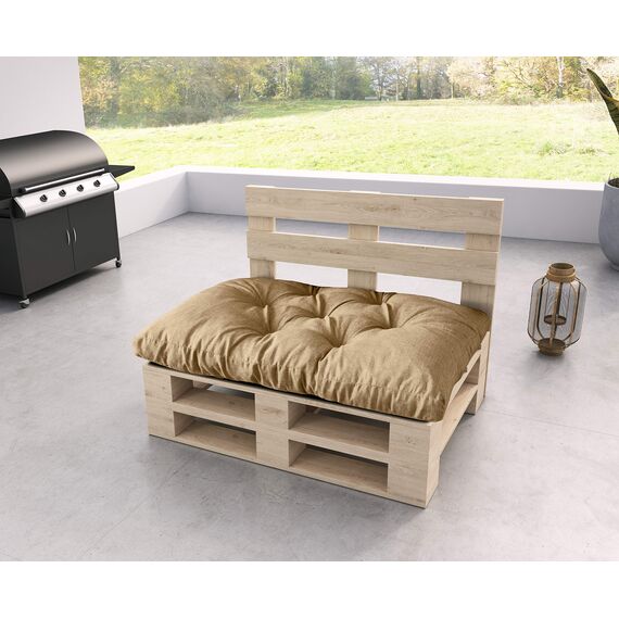 sunnypillow Palettenkissen für Gartenmöbel - Sitzkissen 120 x 50 cm - Palettenauflage für Palettensofa - Palettenpolster, Sitzpolster für Palettenmöbel - Gesteppte Gartenkissen - Kissen Beige