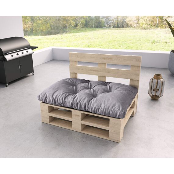 sunnypillow Palettenkissen für Gartenmöbel - Sitzkissen 120 x 50 cm - Palettenauflage für Palettensofa - Palettenpolster, Sitzpolster für Palettenmöbel - Gesteppte Gartenkissen - Kissen Grau