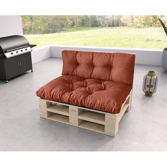 sunnypillow Palettenkissen für Gartenmöbel - Rückenkissen 120 x 60 cm - Rückenpolster für Bett und Sofa - Palettenpolster für Palettenmöbel - Gesteppte Gartenkissen - Rückenlehne, Kissen Orange