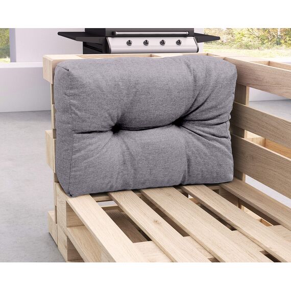 sunnypillow Palettenkissen für Gartenmöbel - Rückenkissen 65 x 50 cm - Rückenpolster für Bett und Sofa - Palettenpolster für Palettenmöbel - Gesteppte Gartenkissen - Rückenlehne, Seitenkissen Grau