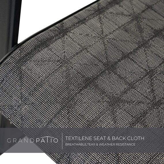 Grand patio Balkonmöbel Set, Lounge Set mit 2 Schaukelstühle und 1 Beistelltisch, Mesh Gewebe, Wetterfest, Sitzgruppe für die Garten, Terrasse (Schwarz & Grau kariert)