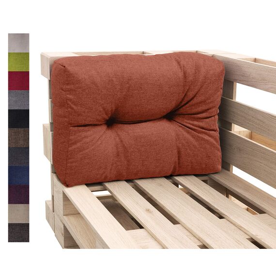 sunnypillow Palettenkissen für Gartenmöbel - Rückenkissen 65 x 60 cm - Rückenpolster für Bett und Sofa - Palettenpolster für Palettenmöbel - Gesteppte Gartenkissen - Rückenlehne, Seitenkissen Orange