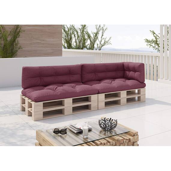 sunnypillow Palettenkissen für Palettenmöbel - 5er Set - Palettenauflage 120 x 80 für Palettensofa - Palettenpolster für Garten, Gesteppte Kissen für Europaletten - Sitzkissen & Rückenkissen Violett