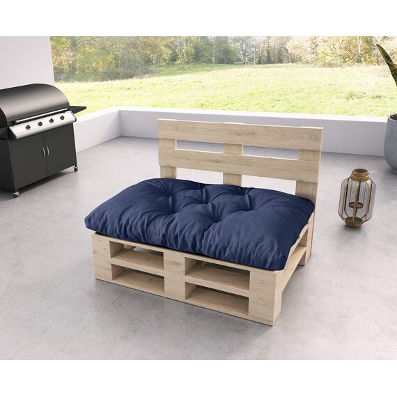 sunnypillow Palettenkissen für Gartenmöbel - Sitzkissen 120 x 60 cm - Palettenauflage für Palettensofa - Palettenpolster, Sitzpolster für Palettenmöbel - Gesteppte Gartenkissen - Kissen Blau