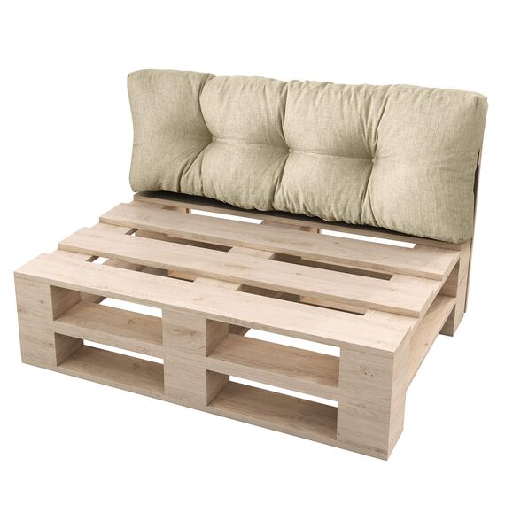 sunnypillow Palettenkissen für Gartenmöbel - Rückenkissen 120 x 60 cm - Rückenpolster für Bett und Sofa - Palettenpolster für Palettenmöbel - Gesteppte Gartenkissen - Rückenlehne, Kissen Cremefarben
